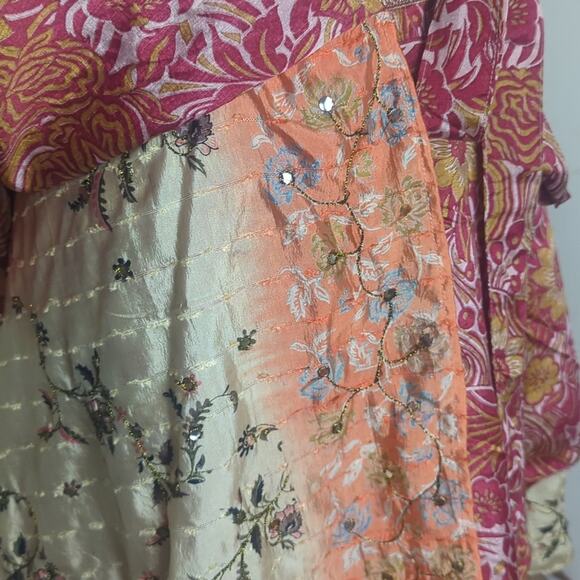 Whimsical Fairycore Recycled Silk Boho Embroidered Wrap Skirt Women's One size - Picture 3 of 11